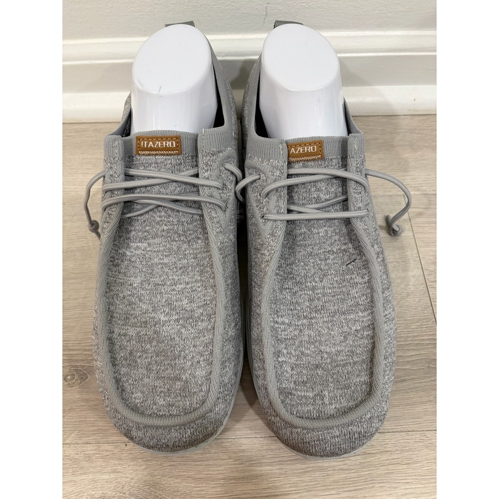 Itazero Mens Light Grey Knit Lightweight Slip On Bungee Loafers Size 11W EU 44